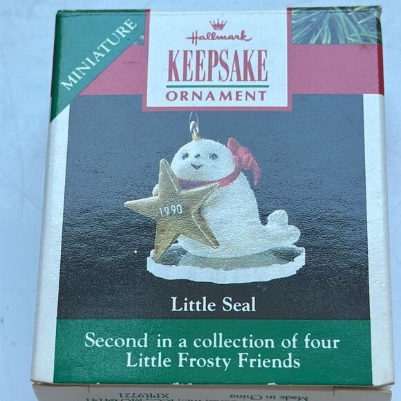 New in box vintage 1990 Hallmark miniature Little Seal Keepsake Ornament - Picture 1 of 5